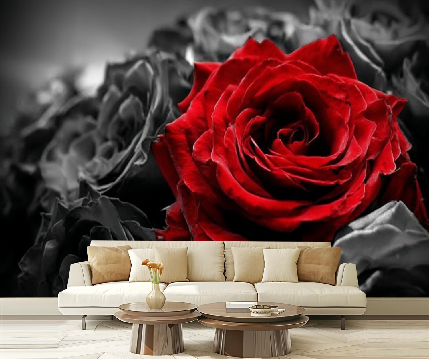 Peel and Stick Wallpaper Waterproof Romantic greeting red rose against ...
