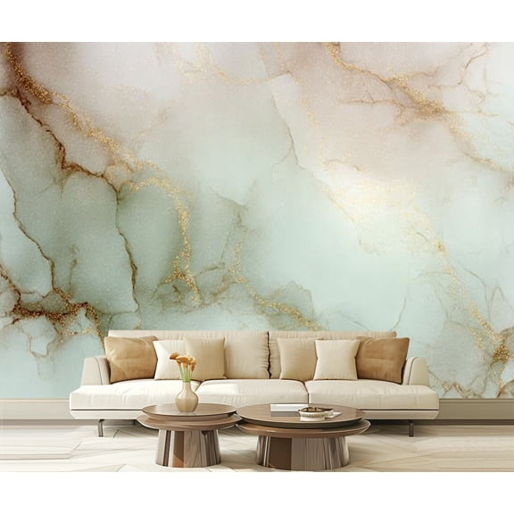 Peel and Stick Wallpaper Waterproof Sage Abstract Minimalist Modern Beige Gold Green Green Wall Mural Decor Self Adhesive and Removable 69in x 98in