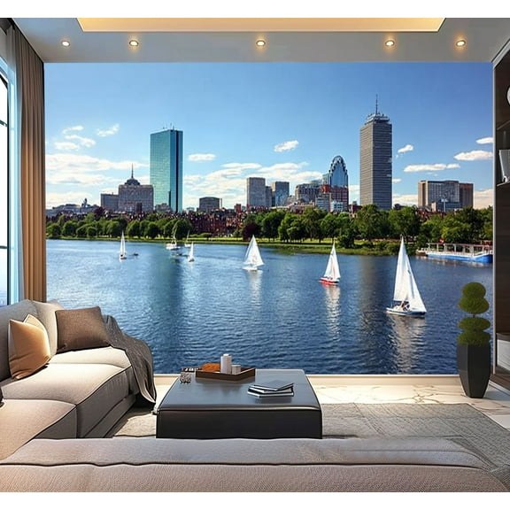 Peel and Stick Wallpaper Waterproof Sailing Boston Wall Mural Decor Self Adhesive and Removable 100in x 144in