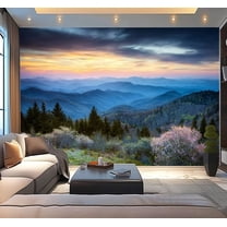 Peel and Stick Wallpaper Waterproof Scenic Blue Ridge Parkway Appalachians Smoky Spring Wall Mural Decor Self Adhesive and Removable 100in x 144in