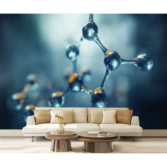 Peel and Stick Wallpaper Waterproof Science molecules atoms Wall Mural Decor Self Adhesive and Removable 69in x 98in