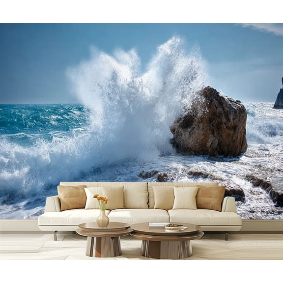 Peel and Stick Wallpaper Waterproof Sea Storm rock Wall Mural Decor Self Adhesive and Removable 69in x 98in