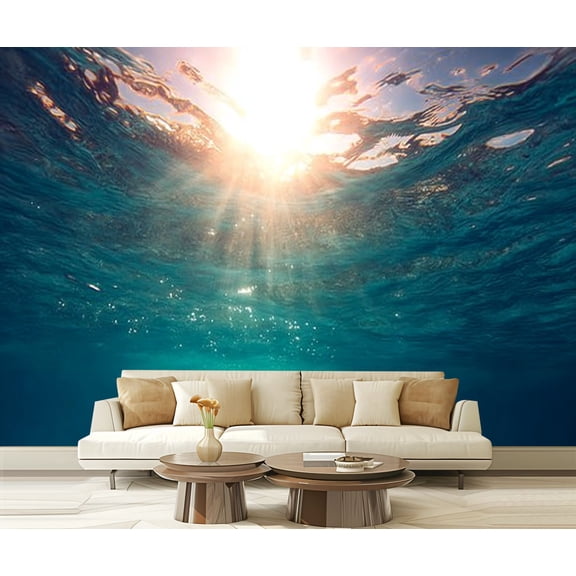 Peel and Stick Wallpaper Waterproof Sea sun Wall Mural Decor Self Adhesive and Removable 69in x 98in