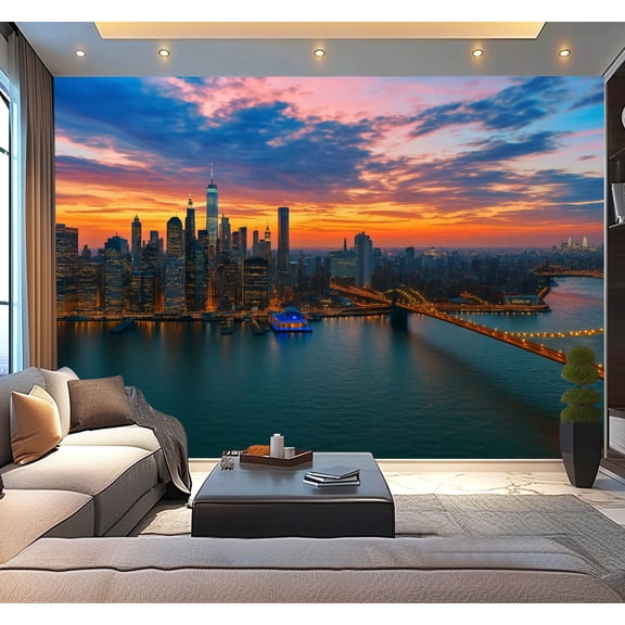 Peel and Stick Wallpaper Waterproof Skyline Night Wall Mural Decor Self Adhesive and Removable 100in x 144in