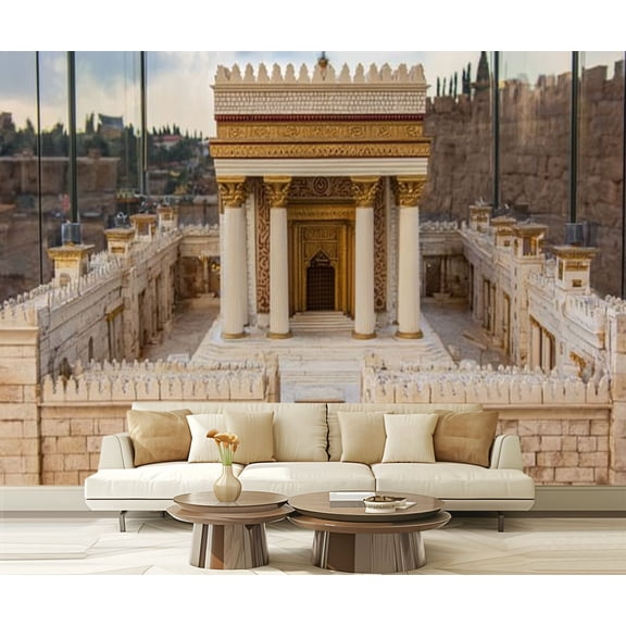 Peel and Stick Wallpaper Waterproof Solomon Temple Model Jerusalem Wall Mural Decor Self Adhesive and Removable 69in x 98in