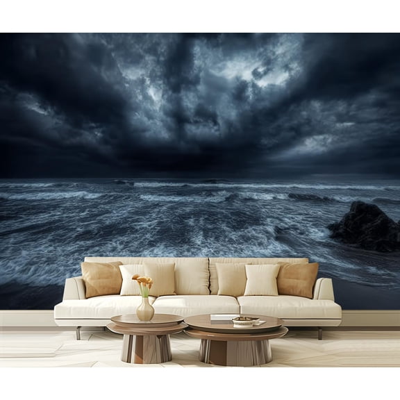 Peel and Stick Wallpaper Waterproof Stormy sea Wall Mural Decor Self Adhesive and Removable 69in x 98in