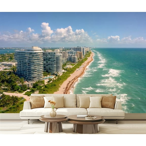 Peel and Stick Wallpaper Waterproof Sun Harbour Boutique Hotel Wall Mural Decor Self Adhesive and Removable 69in x 98in