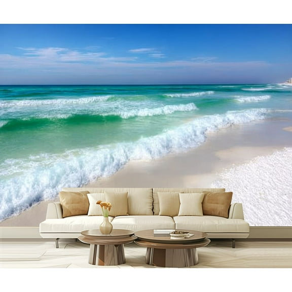 Peel and Stick Wallpaper Waterproof Sunny Summer day beach Destin Florida Wall Mural Decor Self Adhesive and Removable 69in x 98in