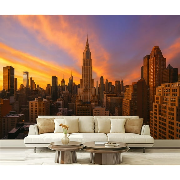 Peel and Stick Wallpaper Waterproof Sunset New York Wall Mural Decor Self Adhesive and Removable 69in x 98in