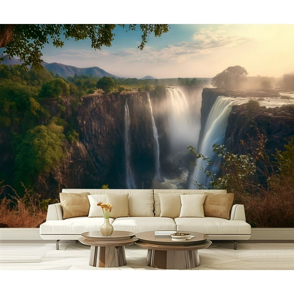 Peel and Stick Wallpaper Waterproof Sunset Victoria Falls Zambezi River Zimbabwe Wall Mural Decor Self Adhesive and Removable 69in x 98in