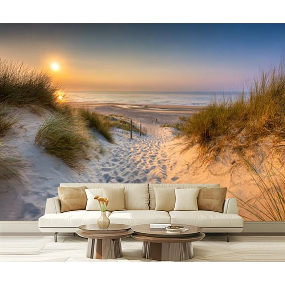 Peel and Stick Wallpaper Waterproof Sunset View ocean from Zeeland Wall Mural Decor Self Adhesive and Removable 69in x 98in