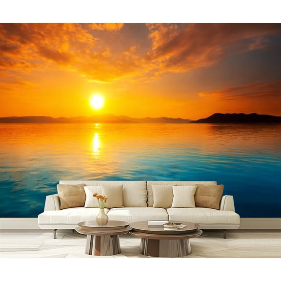 Peel and Stick Wallpaper Waterproof Sunset water Wall Mural Decor Self Adhesive and Removable 69in x 98in