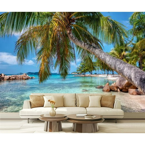 Peel and Stick Wallpaper Waterproof Tropical beach Paradise island Wall Mural Decor Self Adhesive and Removable 69in x 98in