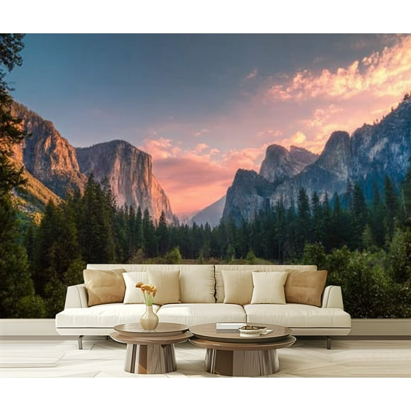 Peel and Stick Wallpaper Waterproof Tunnel View Sunrise Yosemite National Park CA Wall Mural Decor Self Adhesive and Removable 69in x 98in