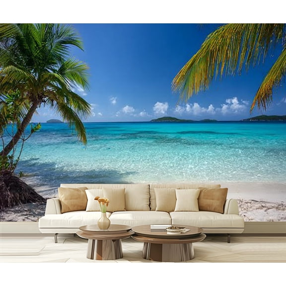 Peel and Stick Wallpaper Waterproof Virgin Islands beach Wall Mural Decor Self Adhesive and Removable 69in x 98in