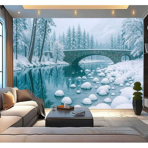 Peel and Stick Wallpaper Waterproof Winter Yosemite National Park Wall Mural Decor Self Adhesive and Removable 100in x 144in