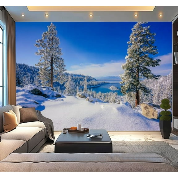 Peel and Stick Wallpaper Waterproof Winter snow mountain ridge South Lake Tahoe CA Wall Mural Decor Self Adhesive and Removable 100in x 144in