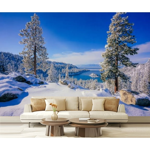 Peel and Stick Wallpaper Waterproof Winter snow mountain ridge South Lake Tahoe CA Wall Mural Decor Self Adhesive and Removable 69in x 98in