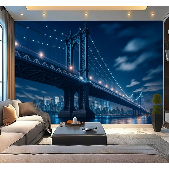 Peel and Stick Wallpaper Waterproof bridge New york city Wall Mural Decor Self Adhesive and Removable 100in x 144in