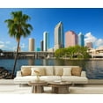 thumbnail image 1 of Peel and Stick Wallpaper Waterproof downtown tampa florida skyline palm tree panoramas Wall Mural Decor Self Adhesive and Removable 69in x 98in, 1 of 8
