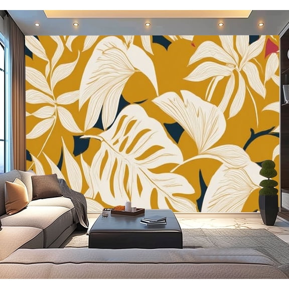 Peel and Stick Wallpaper Waterproof leaf leaves geometric abstract Wall Mural Decor Self Adhesive and Removable 100in x 144in