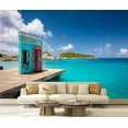 thumbnail image 1 of Peel and Stick Wallpaper Waterproof red booth fuel dock Marina Cay Wall Mural Decor Self Adhesive and Removable 69in x 98in, 1 of 8