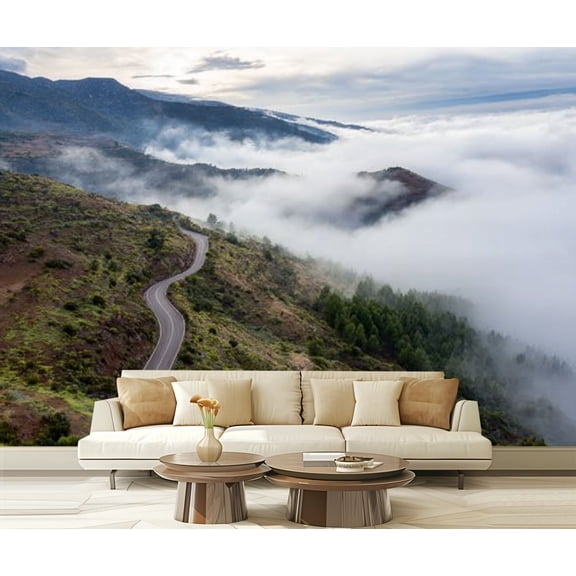 Peel and Stick Wallpaper Waterproof road landscape clouds Wall Mural Decor Self Adhesive and Removable 69in x 98in