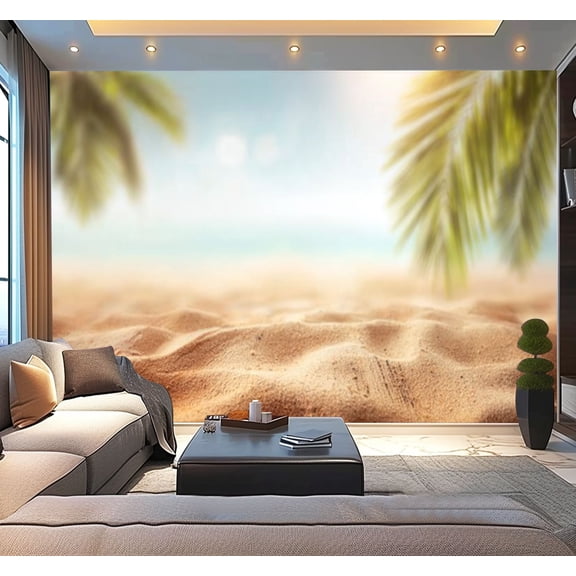 Peel and Stick Wallpaper Waterproof sand blurred sea sky summer day Wall Mural Decor Self Adhesive and Removable 100in x 144in