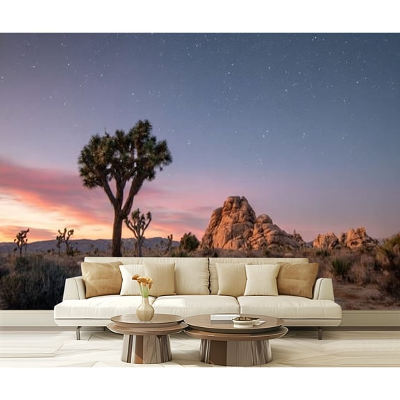 Peel and Stick Wallpaper Waterproof stars joshua trees rocks Wall Mural Decor Self Adhesive and Removable 69in x 98in