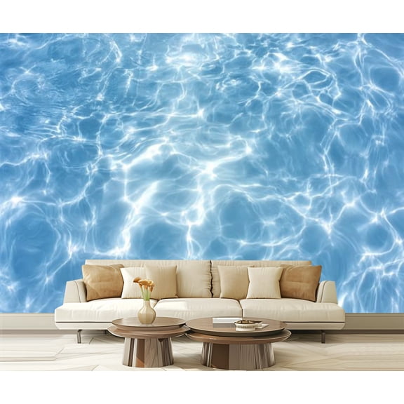 Peel and Stick Wallpaper Waterproof summer blue water wave abstract natural swirl texture Wall Mural Decor Self Adhesive and Removable 69in x 98in