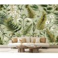 thumbnail image 1 of Peel and Stick Wallpaper Waterproof white flowers fern leaves Botanical Wall Mural Decor Self Adhesive and Removable 69in x 98in, 1 of 8