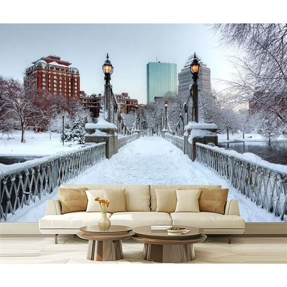 Peel and Stick Wallpaper Winter Boston Modern Art Wall Mural Decor Self Adhesive and Removable 69in x 98in
