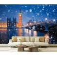 thumbnail image 1 of Peel and Stick Wallpaper Winter night view London Westminster Big Ben London Modern Art Wall Mural Decor Self Adhesive and Removable 69in x 98in, 1 of 8