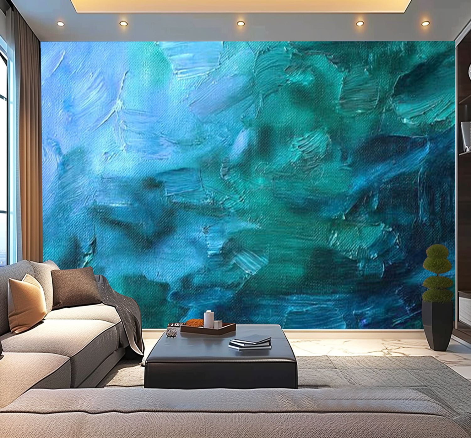 Peel and Stick Wallpaper acrylic painted canvas Modern Art Wall Mural Decor Self Adhesive and Removable 100in x 144in
