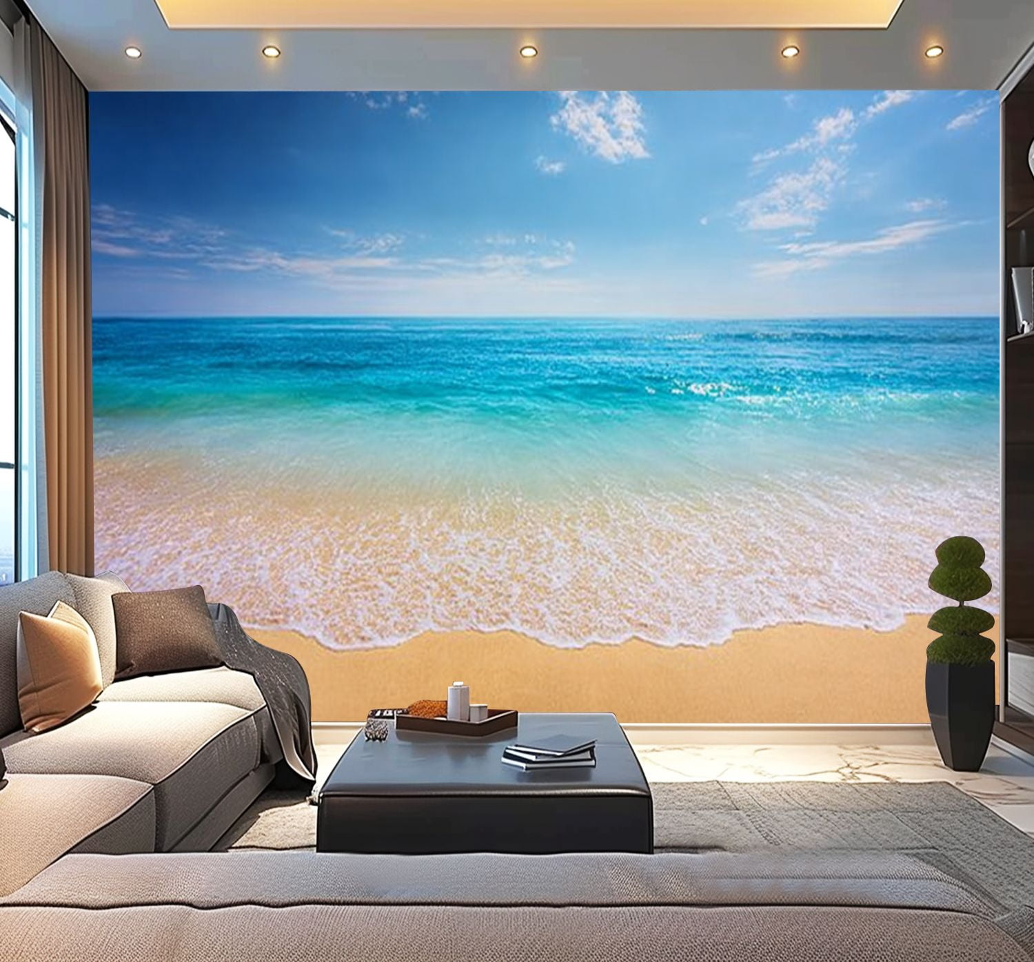 Peel and Stick Wallpaper beach tropical sea Modern Art Wall Mural Decor Self Adhesive and Removable 100in x 144in