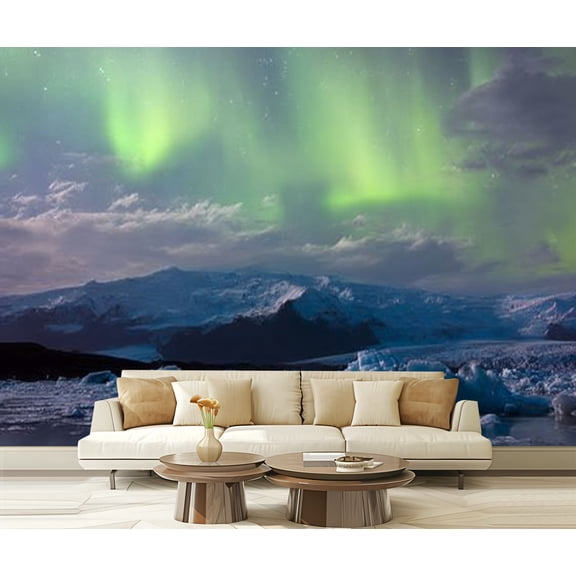 Peel and Stick Wallpaper borealis Glacier Iceland Modern Art Wall Mural Decor Self Adhesive and Removable 69in x 98in