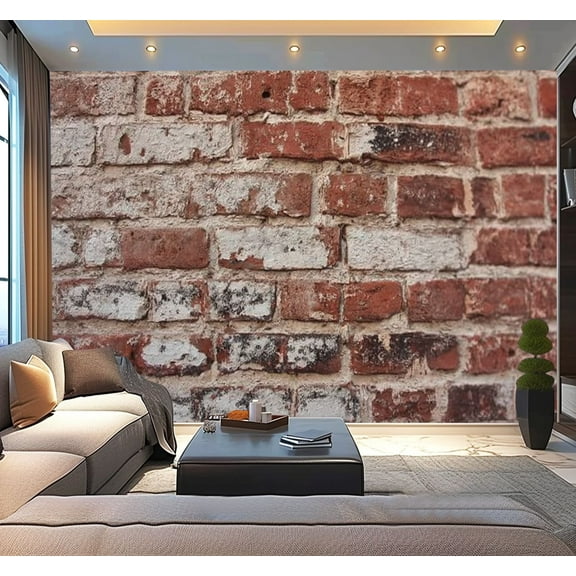 Peel and Stick Wallpaper old brick wall vintage red royalty free photos Modern Art Wall Mural Decor Self Adhesive and Removable 100in x 144in