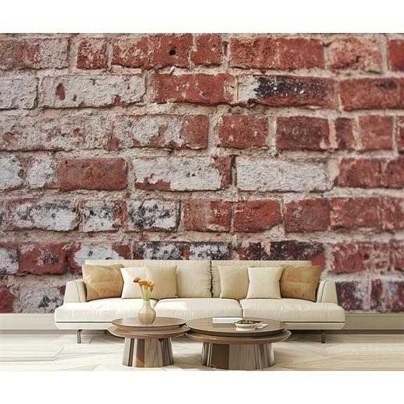 Peel and Stick Wallpaper old brick wall vintage red royalty free photos Modern Art Wall Mural Decor Self Adhesive and Removable 69in x 98in