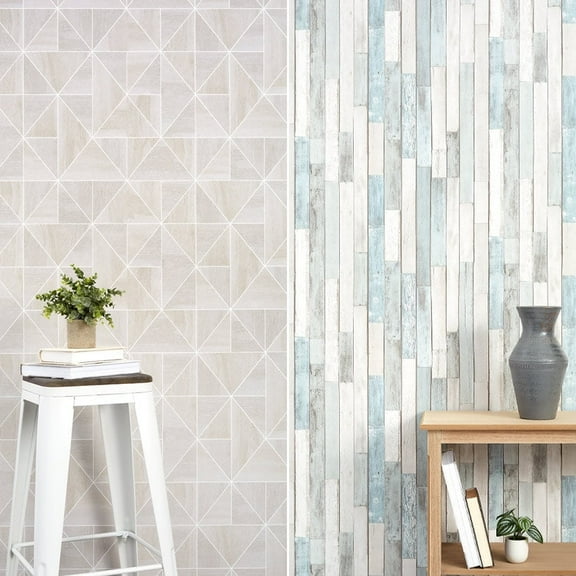 Peel and Stick Wallpaper or Faux Floor Tile for Indoors - Lazio Taupe