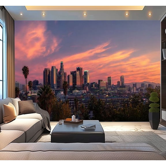 Peel and Stick Wallpaper sunset pink color sky Modern Art Wall Mural Decor Self Adhesive and Removable 100in x 144in