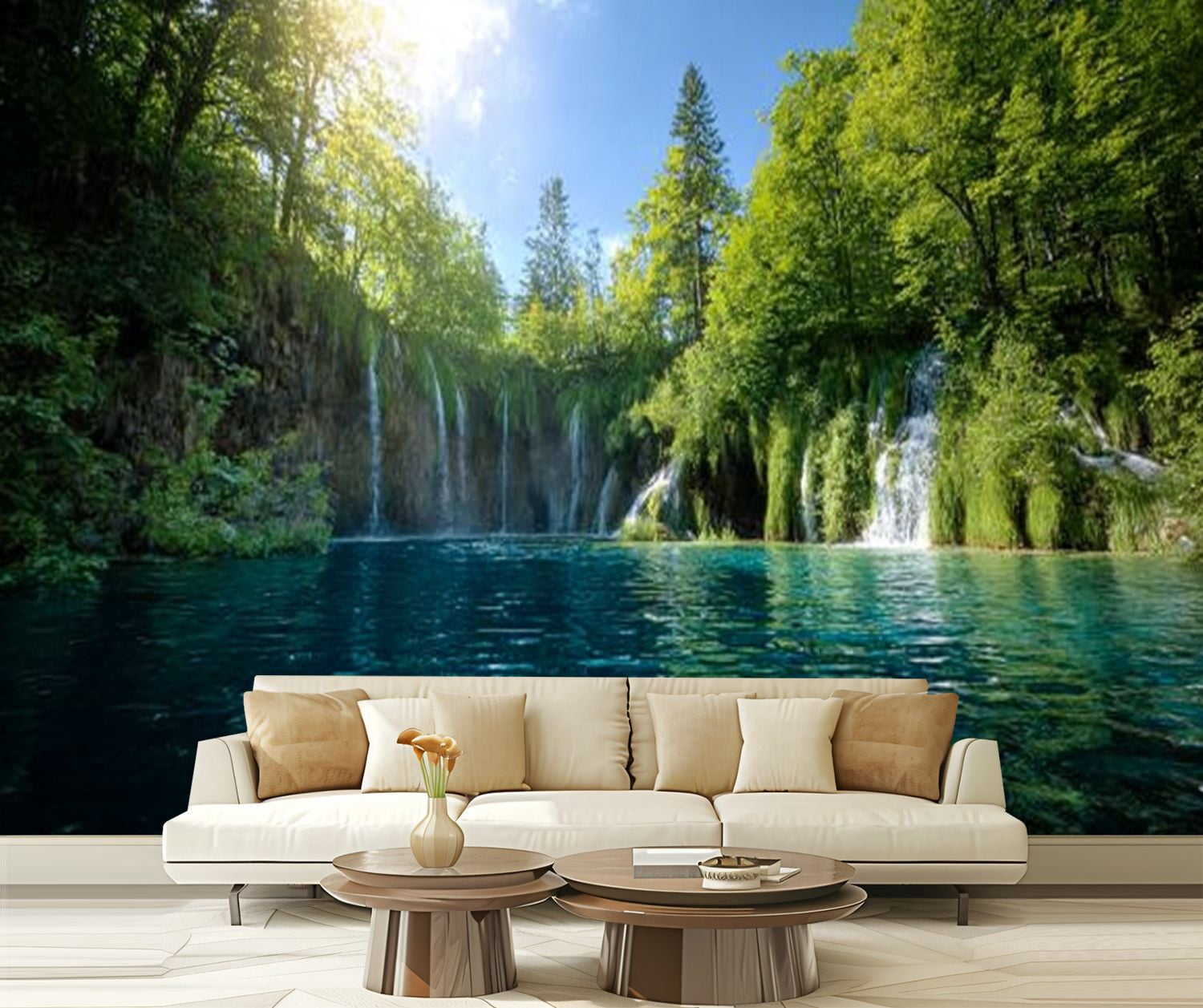 Peel and Stick Wallpaper waterfall forest Plitvice Lakes Croatia Modern ...