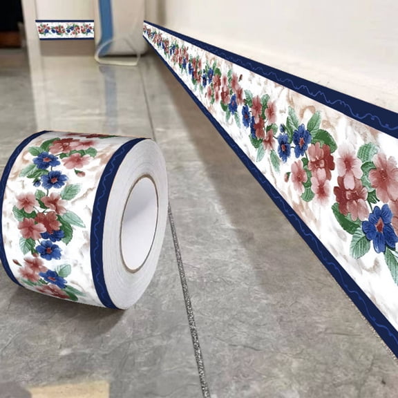 Peel and Stick Waterproof Border Wall Decor Removable Self Adhesive PVC Vintage Tiles Sticker Wallpaper for Kitchen Bathroom Mirror, 4"x394"