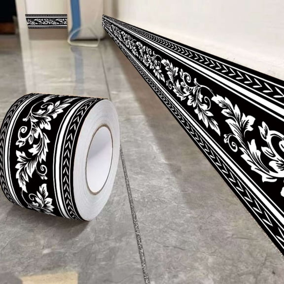 Peel and Stick Waterproof Border Wall Decor Removable Self Adhesive PVC Vintage Tiles Sticker Wallpaper for Kitchen Bathroom Mirror, 4"x394"