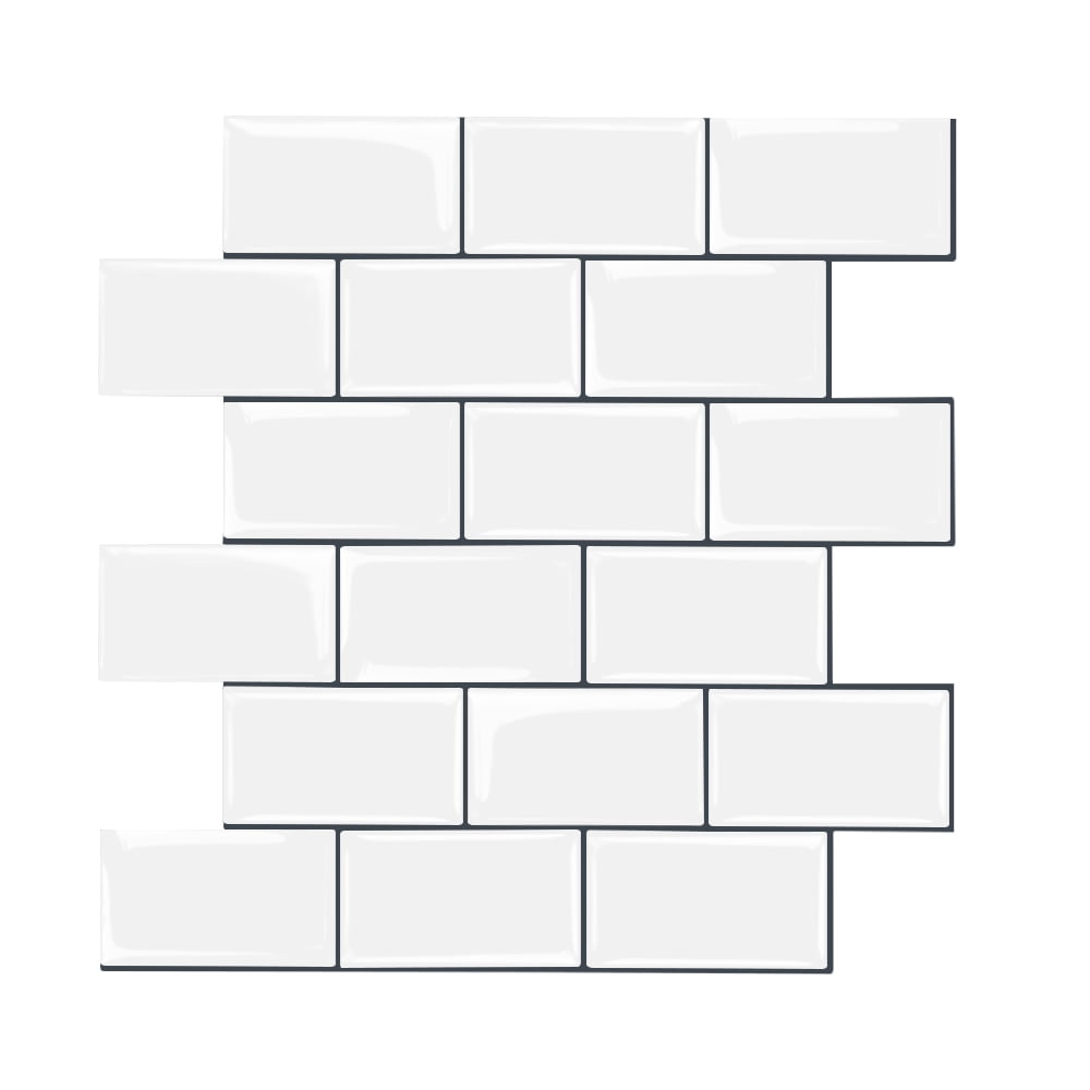 12" x 12" White Vinyl Peel and Stick Subway Tile