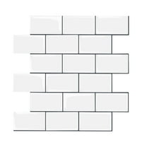 clevermosaics Peel and Stick White Vinyl Subway Tile Backsplash for Kitchen and Bathroom, Set of 10