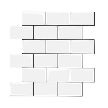 clevermosaics Peel and Stick White Vinyl Subway Tile Backsplash for Kitchen and Bathroom, Set of 10