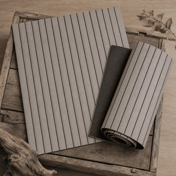 Peel and Stick Wood Wall Panels Grayish Brown 15.7" x 118" Fluted Slat Design