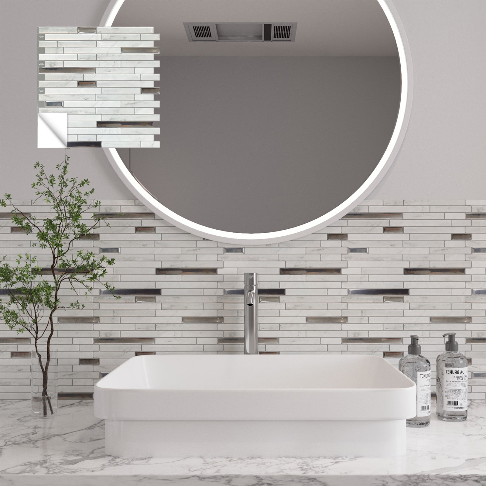 Peel and stick Subway Backsplash Tiles for Kitchen 12x12in Set of 10