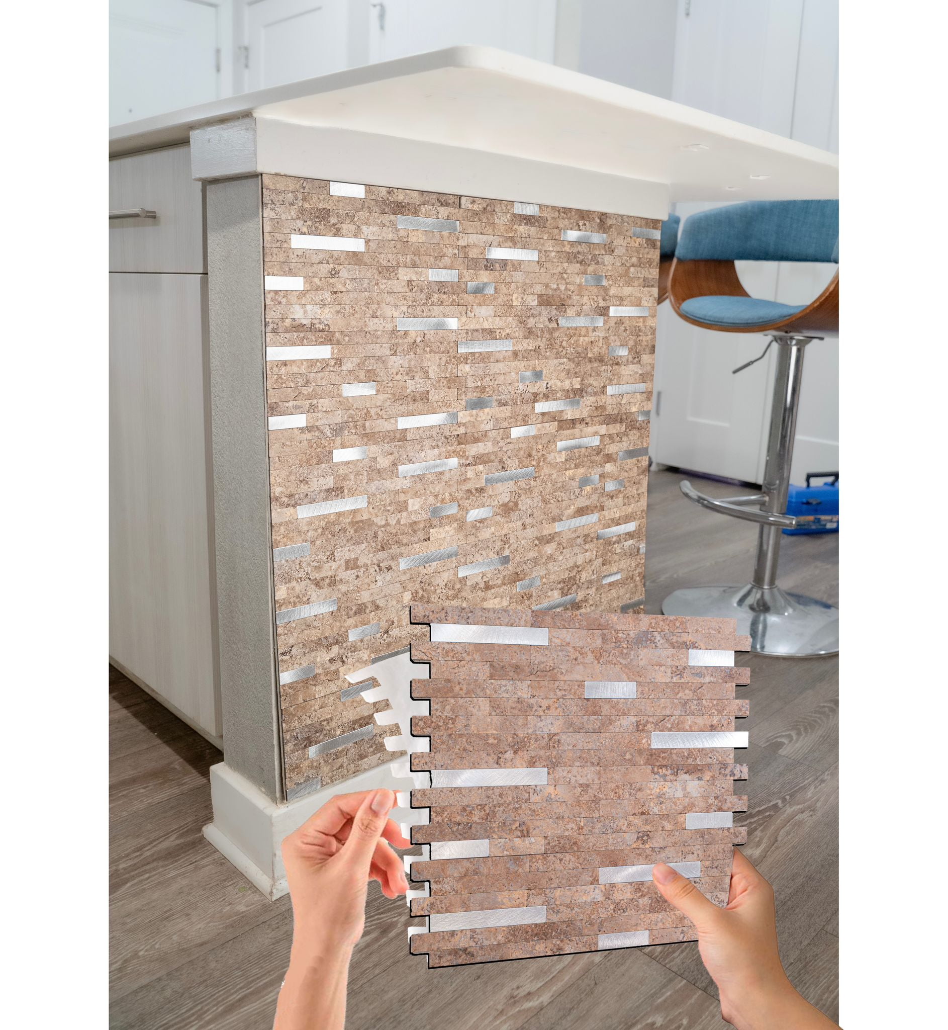 Peel and stick  backsplash wall tiles self adhesive 12" X12" Beige Marble  (10 sheet)