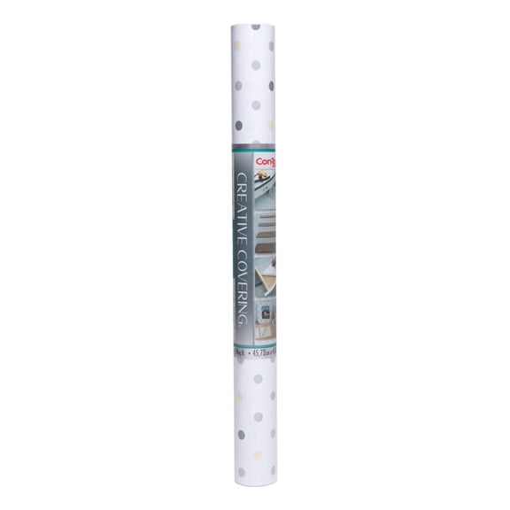 Peel and stick shelf liner, Waterproof vinyl roll for countertops, tables, furniture, DIY crafts, Decorative and scratch resistant, Dottie gray